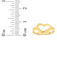 Load image into Gallery viewer, 10k Yellow Gold 9mm Diamond Cut Heart Openwork Filigree Ring