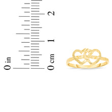 Load image into Gallery viewer, 10k Yellow Gold 7.5mm Double Interlocked Open Hearts Filigree Ring