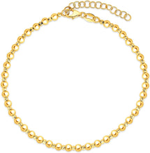 Load image into Gallery viewer, 14k Yellow Gold 3mm Alternating Smooth & Faceted Bead Link Bracelet, Adjustable 7" - 8 Inch