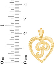 Load image into Gallery viewer, 10k Yellow Gold 0.7" Personalized Alphabet Letter A - Z Initial Heart Pendant with optional Extendable Cable Chain Necklace