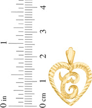 Load image into Gallery viewer, 10k Yellow Gold 0.7" Personalized Alphabet Letter A - Z Initial Heart Pendant with optional Extendable Cable Chain Necklace