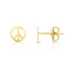 Load image into Gallery viewer, 14k Yellow Gold 7mm Peace Symbol Sign Stud Earrings