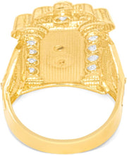 Load image into Gallery viewer, 10k Yellow Gold 28.7mm Two-Tone Saint Lazarus Arch Praying Hands CZ Ring, Sizes 6-13
