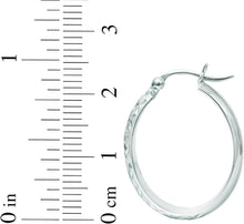Load image into Gallery viewer, 10k Yellow Gold or White Gold 24mm Oval Textured Hoop Earrings