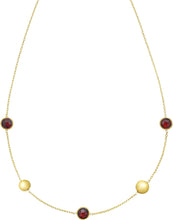 Load image into Gallery viewer, 14k Yellow Gold 6.4mm Natural Gemstone Pebble Charm Adjustable Chain Necklace, 17 Inch-18" (Blue Topaz, Amethyst, Peridot, Garnet or Citrine)
