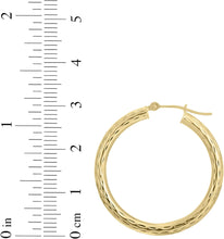 Load image into Gallery viewer, 14k Yellow Gold 3mm Diamond Cut Tube Hoop Earrings