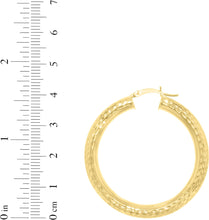 Load image into Gallery viewer, 10k Yellow Gold 5mm Diamond Cut Round Tube Hoop Earrings