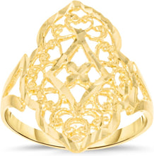 Load image into Gallery viewer, 10k Yellow Gold 21.1mm Edged Openwork Filigree Ring