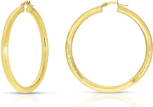 Load image into Gallery viewer, 10k Yellow Gold 4mm High Polish and Satin Finish Round Tube Hoop Earrings