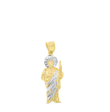 Load image into Gallery viewer, 10k Yellow Gold Saint Jude Two-Tone Religious Pendant