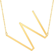 Load image into Gallery viewer, 14k Yellow Gold 1.5" Extra Large Angled Alphabet Letter A - Z Initial Charm Pendant with Chain Necklace