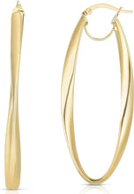 Load image into Gallery viewer, Italian 14k Yellow Gold or White Gold 43mm Twisted Oval Hinged Hoop Earrings