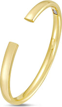 Load image into Gallery viewer, Italian 14k Yellow Gold 6mm Domed Cuff Bangle Bracelet, 7 Inch