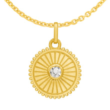 Load image into Gallery viewer, 14k Yellow Gold 22.5mm Diamond Cut Polished CZ Solitaire with Optional Chain Pendant Charm
