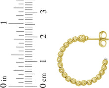 Load image into Gallery viewer, 14k Yellow Gold 21mm Textured Bead C-Hoop Earrings