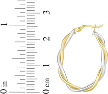 Load image into Gallery viewer, 10k Two-Tone Gold 26mm Intertwined Oval Hoop Earrings