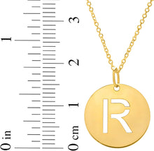 Load image into Gallery viewer, 14k Yellow Gold 0.6" Disc Alphabet Letter A - Z Initial Charm Pendant with Extendable Adjustable Chain Necklace