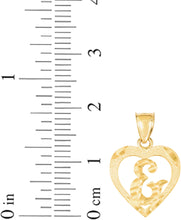 Load image into Gallery viewer, 10k Yellow Gold 0.5" Personalized Alphabet Letter A - Z Initial Heart Pendant with optional Extendable Cable Chain Necklace