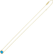 Load image into Gallery viewer, .12cttw Diamond 14k Yellow Gold 11mm Turquoise Freeform Cushion Charm Pendant Adjustable Chain Necklace, 16 Inch-18"