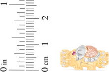 Load image into Gallery viewer, 10k Yellow Gold 9mm Ruby Eye CZ Elephant Tri-Tone Ring, Sizes 4 - 9.5