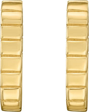 Load image into Gallery viewer, 14k Yellow Gold 13mm Polished Ribbed Oval Hoop Earrings