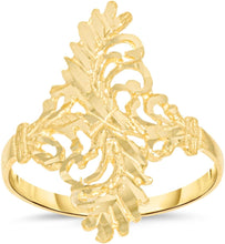Load image into Gallery viewer, 10k Yellow Gold 22.3mm Double Leaf Openwork Filigree Ring