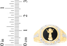 Load image into Gallery viewer, 10k Yellow Gold 14mm Baby Jesus Onyx Two-Tone Railroad CZ Ring, Sizes 5 - 13