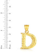 Load image into Gallery viewer, 10k Yellow Gold 1 Inch Extra Large Textured Letter Pendant A-Z Alphabet Pendant with Optional Rope Chain Necklace