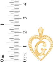 Load image into Gallery viewer, 10k Yellow Gold 0.7" Personalized Alphabet Letter A - Z Initial Heart Pendant with optional Extendable Cable Chain Necklace