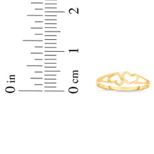 Load image into Gallery viewer, 10k Yellow Gold 4.5mm Thin Double Hearts Filigree Ring