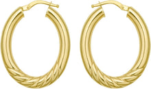 Load image into Gallery viewer, 14k Yellow Gold 4mm Round or Oval Twisted Hoop Earrings