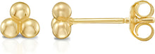 Load image into Gallery viewer, 14k Yellow Gold 4.3mm Triple Bead Stud Earrings
