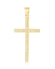 Load image into Gallery viewer, 10k Yellow Gold CZ Cross Religious Pendant