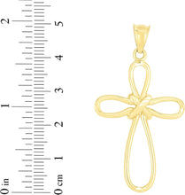 Load image into Gallery viewer, 14k Yellow Gold 1.6" Wire Knotted Cross Charm Pendant with optional Adjustable Chain Necklace
