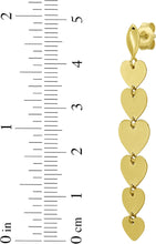 Load image into Gallery viewer, 14k Yellow Gold 49.3mm x 9mm Hearts Dangle Stud Earrings