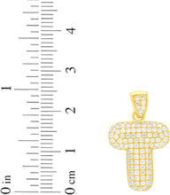 Load image into Gallery viewer, 10k Yellow Gold 0.7" Pave CZ Personalized Bubble Alphabet Letter A - Z Initial Charm Pendant with optional Chain Necklace