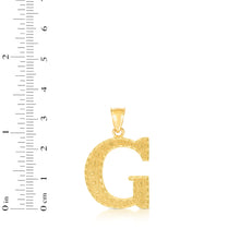 Load image into Gallery viewer, 10k Yellow Gold 1 Inch Extra Large Textured Letter Pendant A-Z Alphabet Pendant with Optional Rope Chain Necklace