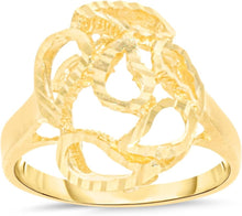 Load image into Gallery viewer, 10k Yellow Gold 15mm Elevated Tear Drops Openwork Filigree Ring