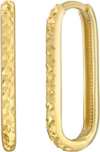 Load image into Gallery viewer, 14k Yellow Gold 2mm Textured Rounded Rectangular Hoop Earrings