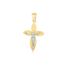 Load image into Gallery viewer, 10k Yellow Gold Angel Wing Crucifix of Jesus Cross Religious Pendant