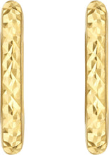 Load image into Gallery viewer, 14k Yellow Gold 2mm Textured Rounded Rectangular Hoop Earrings