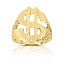 Load image into Gallery viewer, 10k Yellow Gold Dollar Sign Nugget Ring