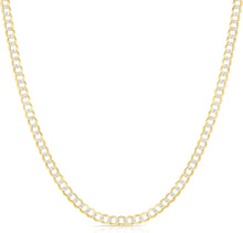 Load image into Gallery viewer, 14k Yellow Gold and White Gold 2.6mm Solid Two-Tone Pave Curb Cuban Chain Necklace
