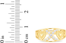 Load image into Gallery viewer, 10k Yellow Gold 9mm CZ XOXO X O Heart Ring, Sizes 4 - 11