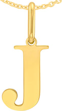 Load image into Gallery viewer, 14k Yellow Gold 0.9" Alphabet Letter A - Z Initial Charm Pendant with optional Extendable Adjustable Chain Necklace