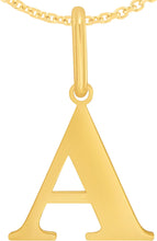 Load image into Gallery viewer, 14k Yellow Gold 0.9" Alphabet Letter A - Z Initial Charm Pendant with optional Extendable Adjustable Chain Necklace