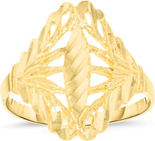 Load image into Gallery viewer, 10k Yellow Gold 18mm Feather Openwork Filigree Ring