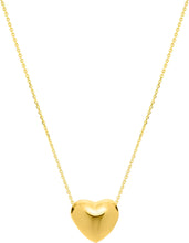 Load image into Gallery viewer, 14k Yellow Gold Puffed Heart Charm Pendant Cable Chain Necklace, 18 Inch