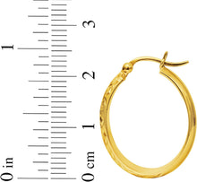 Load image into Gallery viewer, 10k Yellow Gold or White Gold 24mm Oval Textured Hoop Earrings