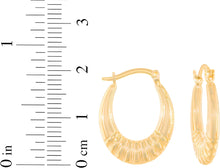 Load image into Gallery viewer, 10k Yellow Gold 20.5mm Ribbed Shrimp Hoop Earrings